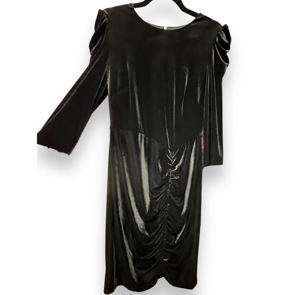 Vince Camuto Ruched Velvet Shirred Sheath Bodycon Dress | 10, Black NEW $148 - Picture 5 of 10